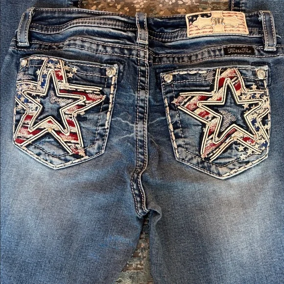 Miss Me Blue Boot Cut Jeans with Star Design - Picture 6 of 15